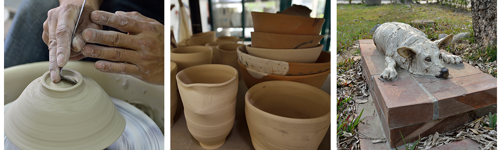 Close-up photos that classmates are creating ceramics.