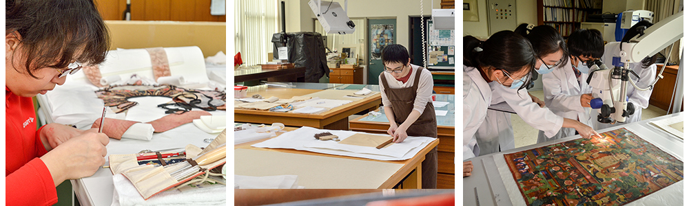 Classmates are repairing paper conservations.